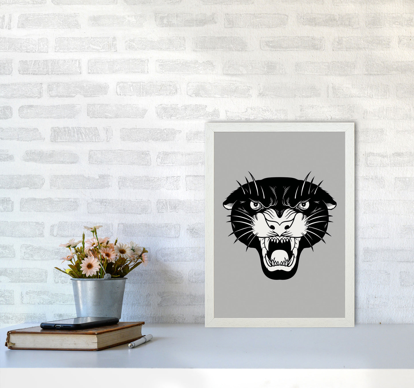 Vintage Panther Art Print by Jason Stanley A3 Oak Frame