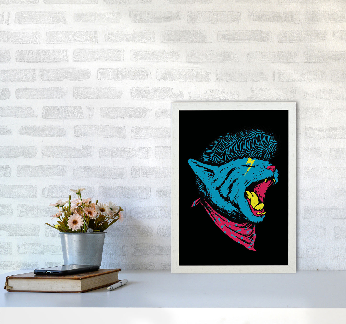 The Killer Cat Art Print by Jason Stanley A3 Oak Frame