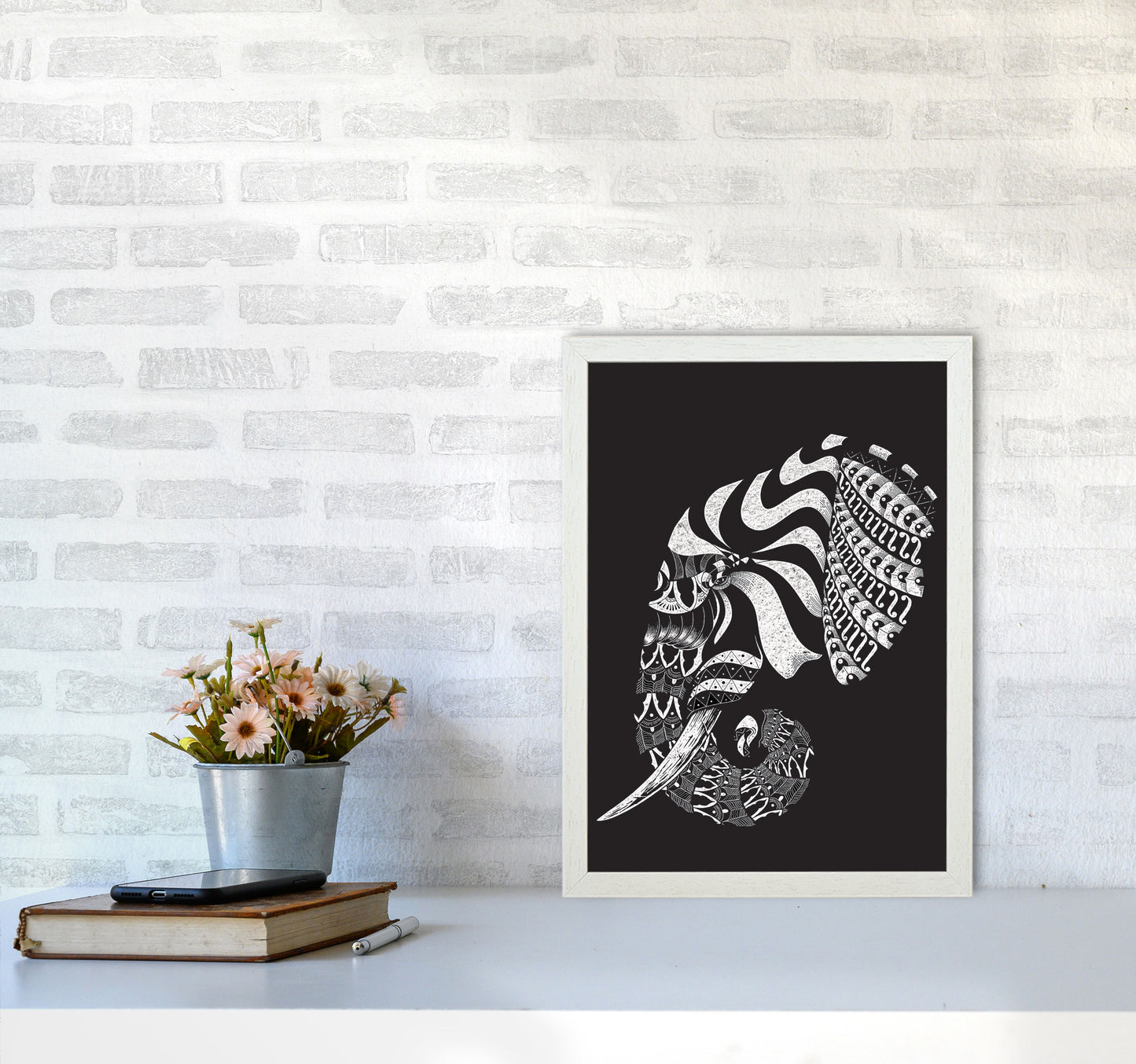 Ornate Elephant II Art Print by Jason Stanley A3 Oak Frame