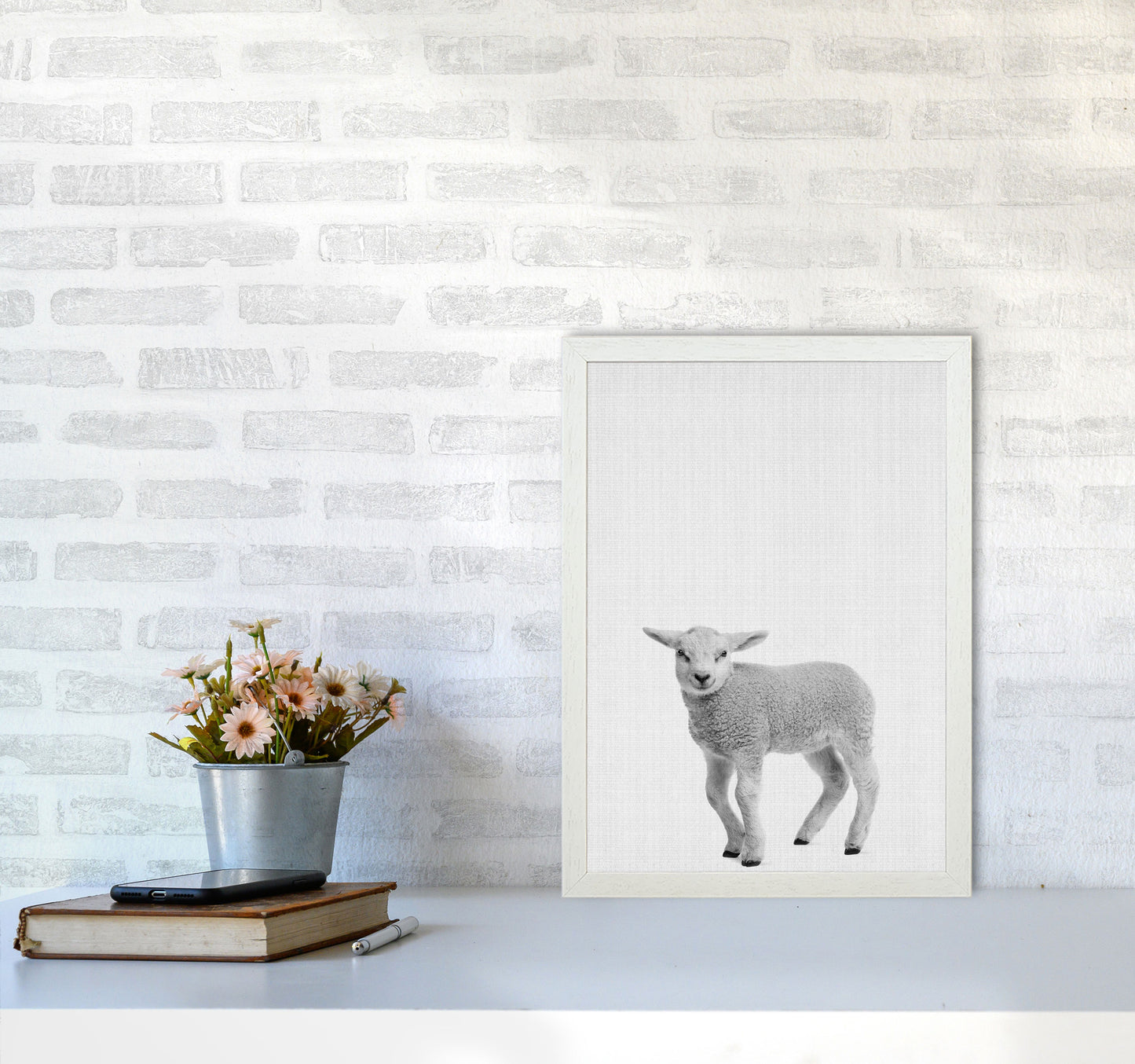 Lamb Art Print by Jason Stanley A3 Oak Frame