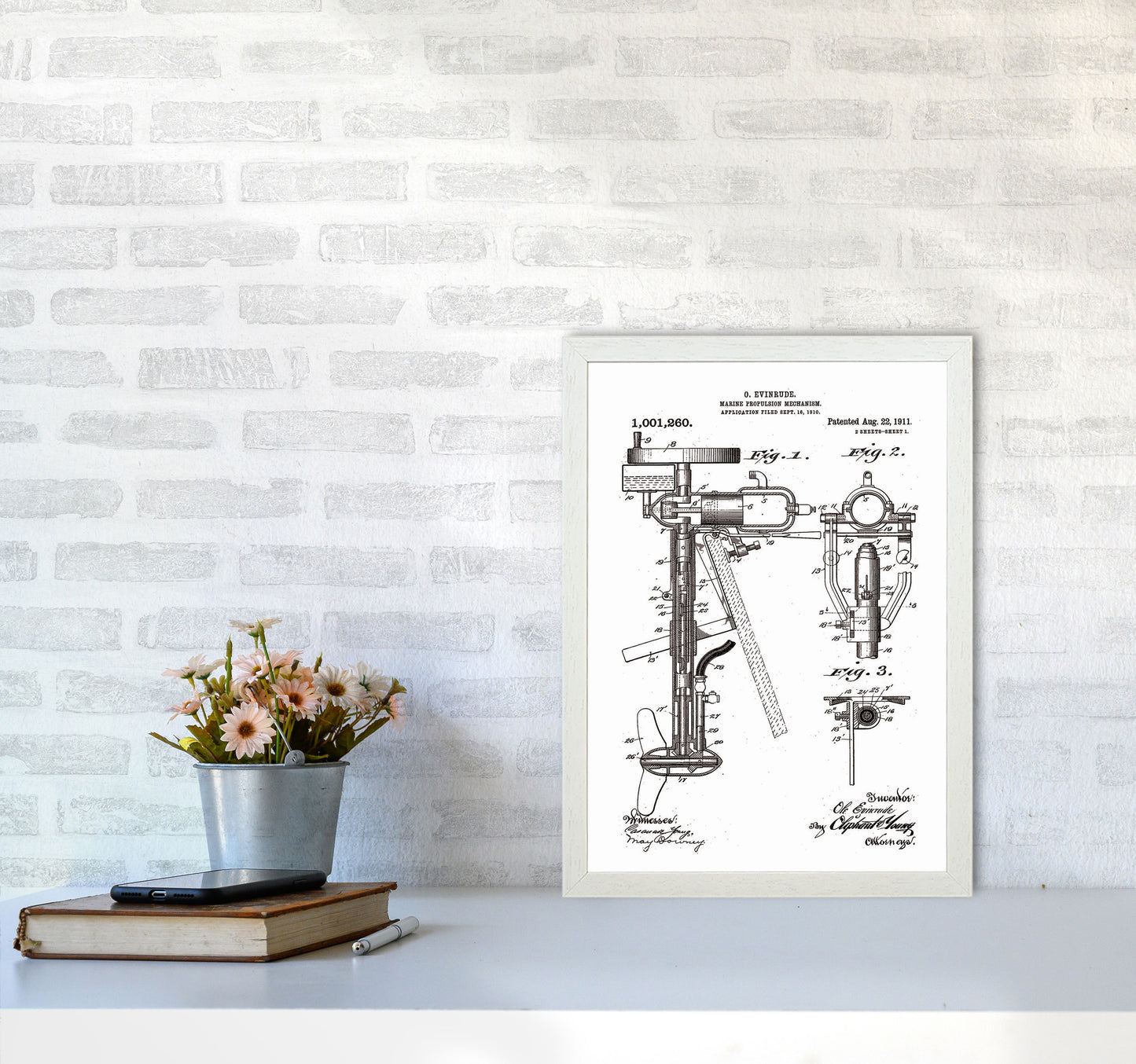 Outboard Boat Propeller Patent Art Print by Jason Stanley A3 Oak Frame
