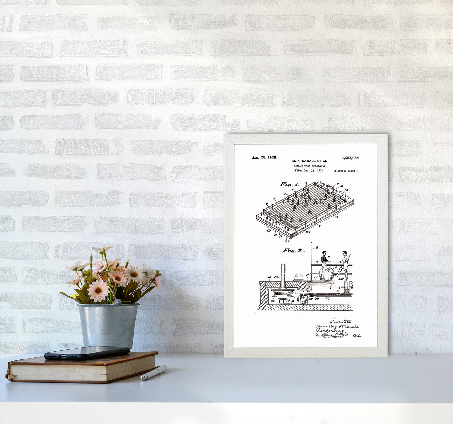 Vintage Foos Ball Table Patent Art Print by Jason Stanley A3 Oak Frame