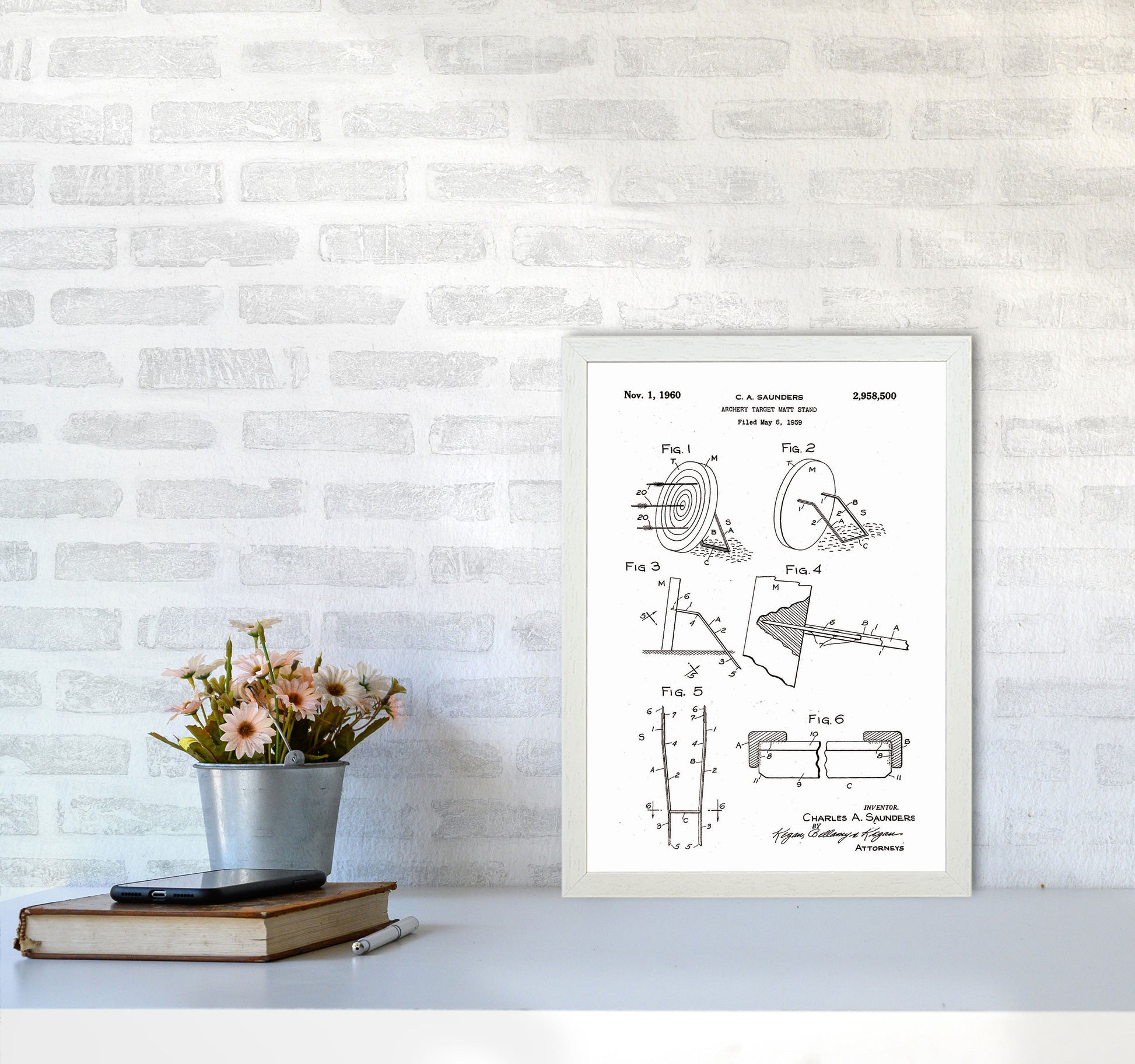 Archery Target Stand Patent Art Print by Jason Stanley A3 Oak Frame