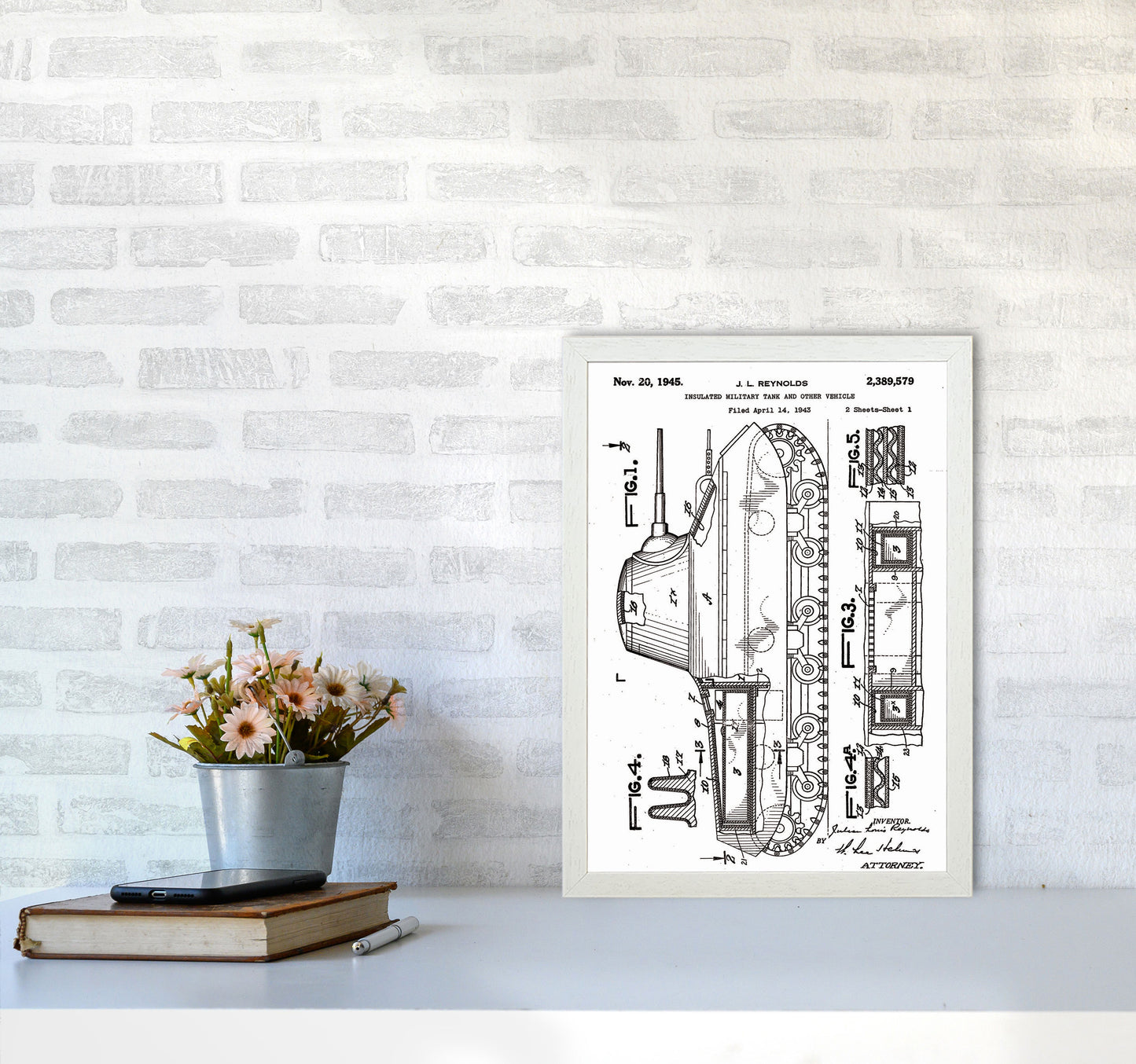 Military Tank 2 Patent Art Print by Jason Stanley A3 Oak Frame