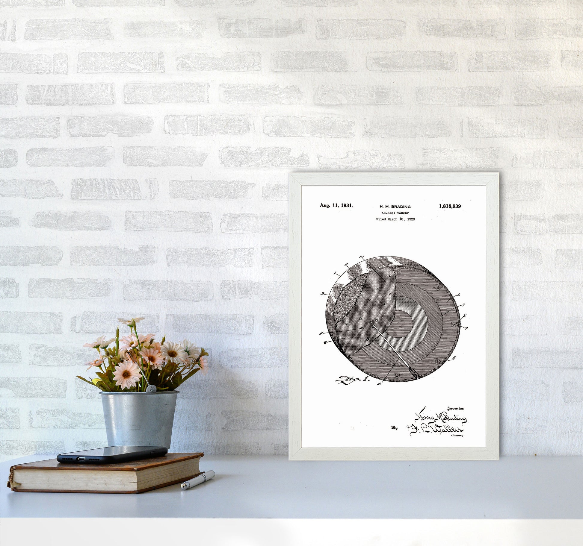 Archery Target Patent Art Print by Jason Stanley A3 Oak Frame