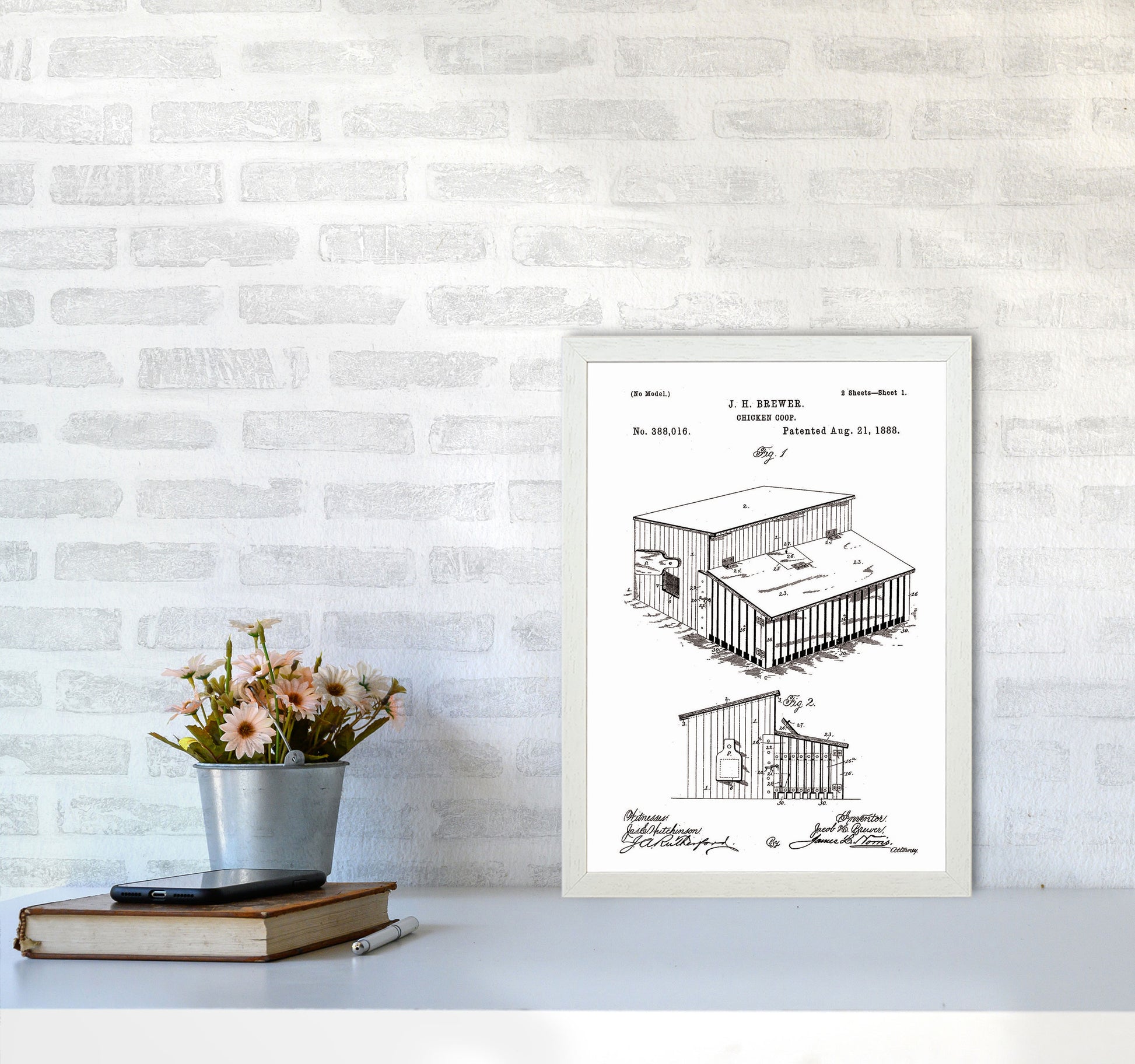 Chicken Coop Patent Art Print by Jason Stanley A3 Oak Frame