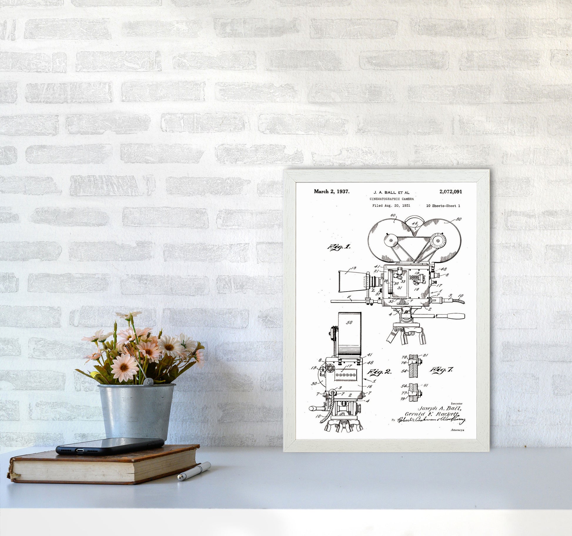 Cinema Camera Patent Art Print by Jason Stanley A3 Oak Frame