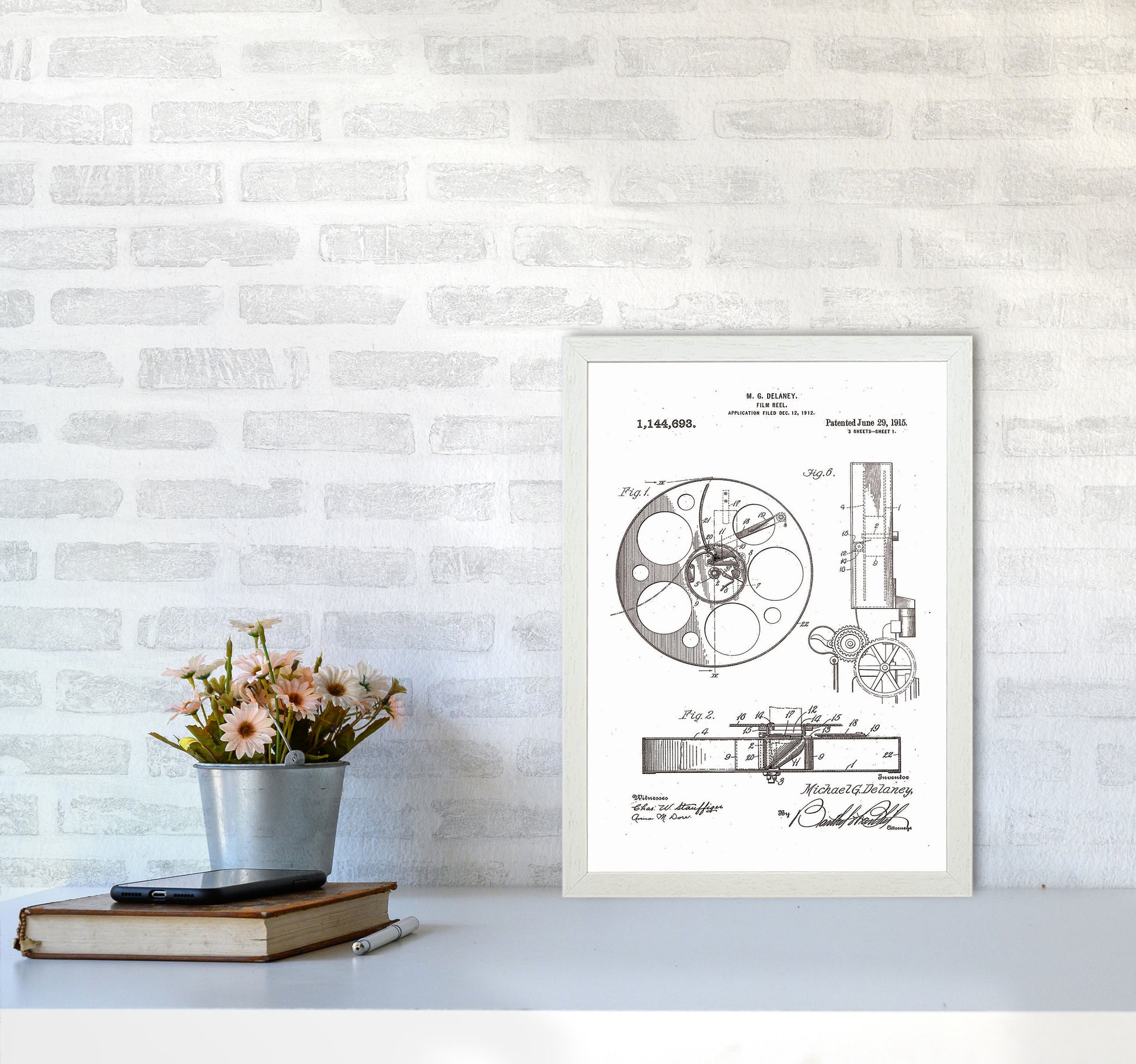 Film Reel Patent 2 Art Print by Jason Stanley A3 Oak Frame