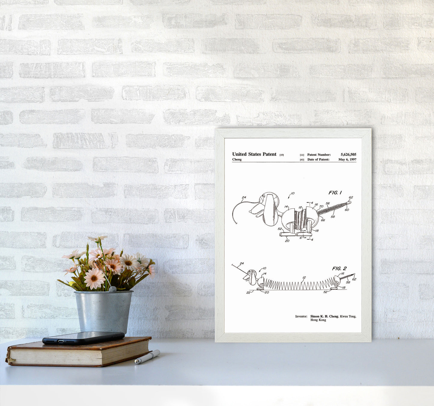 Slinky Dog Patent Art Print by Jason Stanley A3 Oak Frame