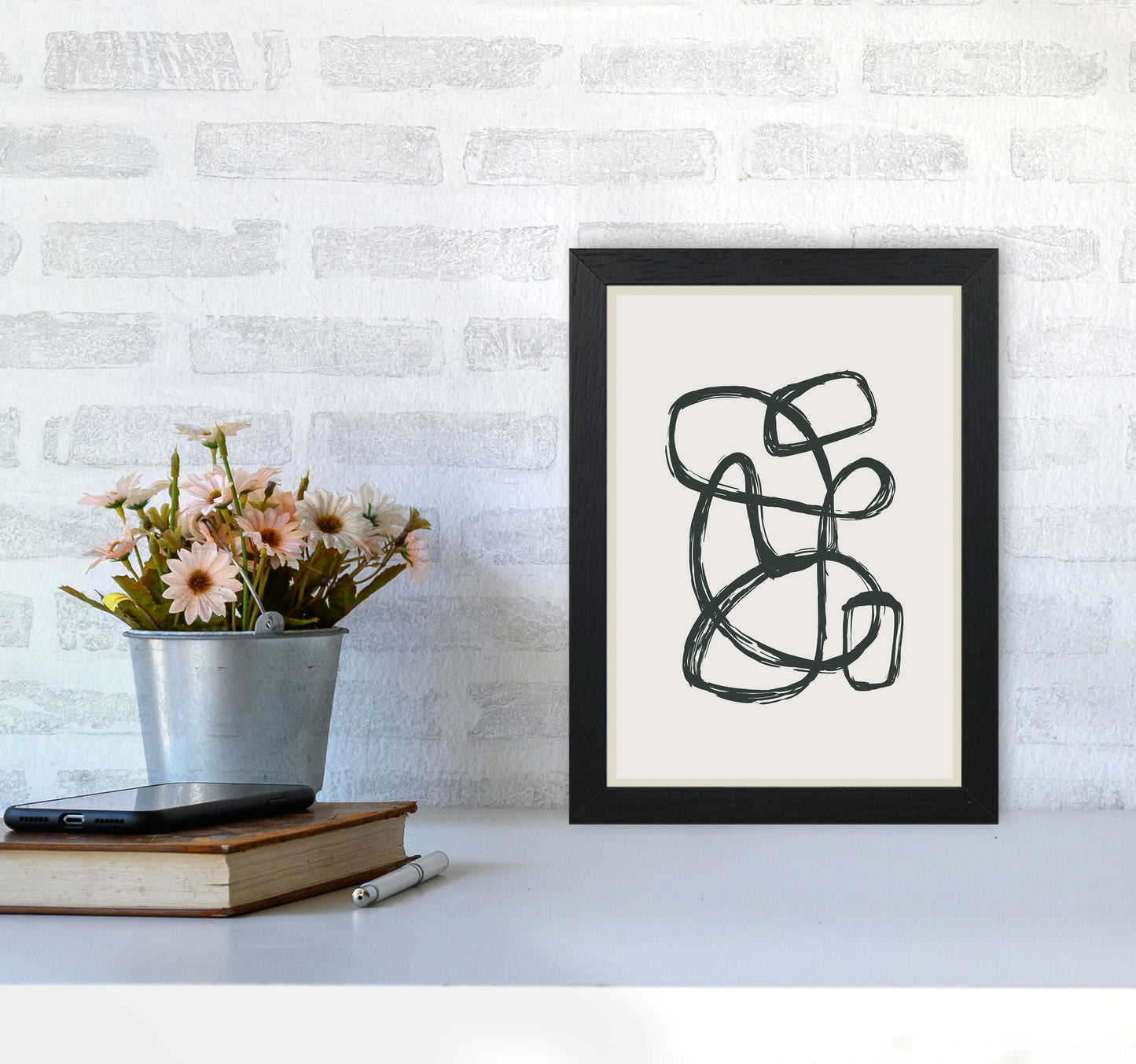 Modern Abstract Shapes 1 Art Print by Jason Stanley A4 White Frame