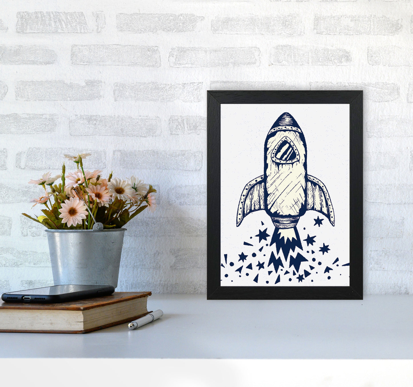 5-4-3-2-1-Blastoff Art Print by Jason Stanley A4 White Frame