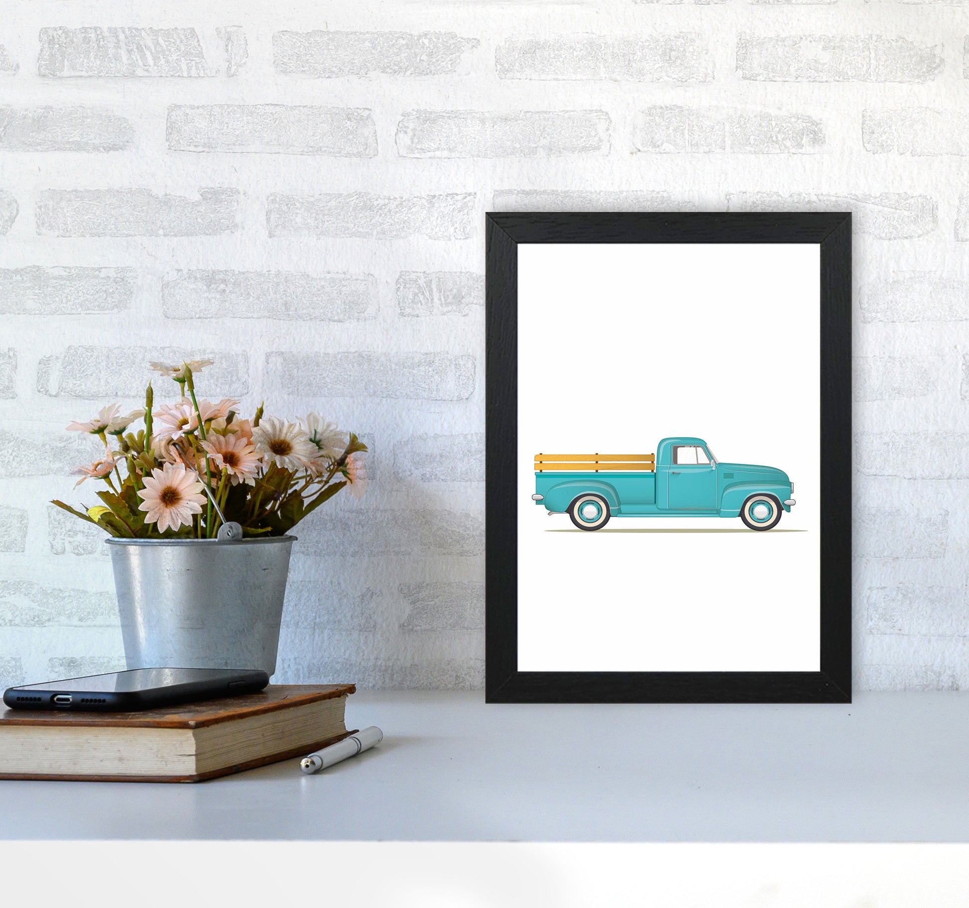 Old Trusty Pickup Art Print by Jason Stanley A4 White Frame