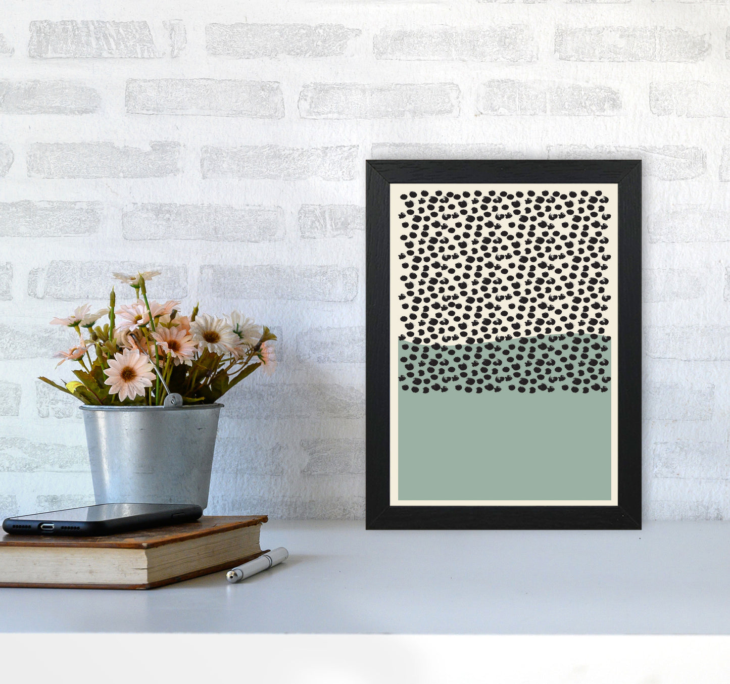 Green Midcentury Art Print by Jason Stanley A4 White Frame