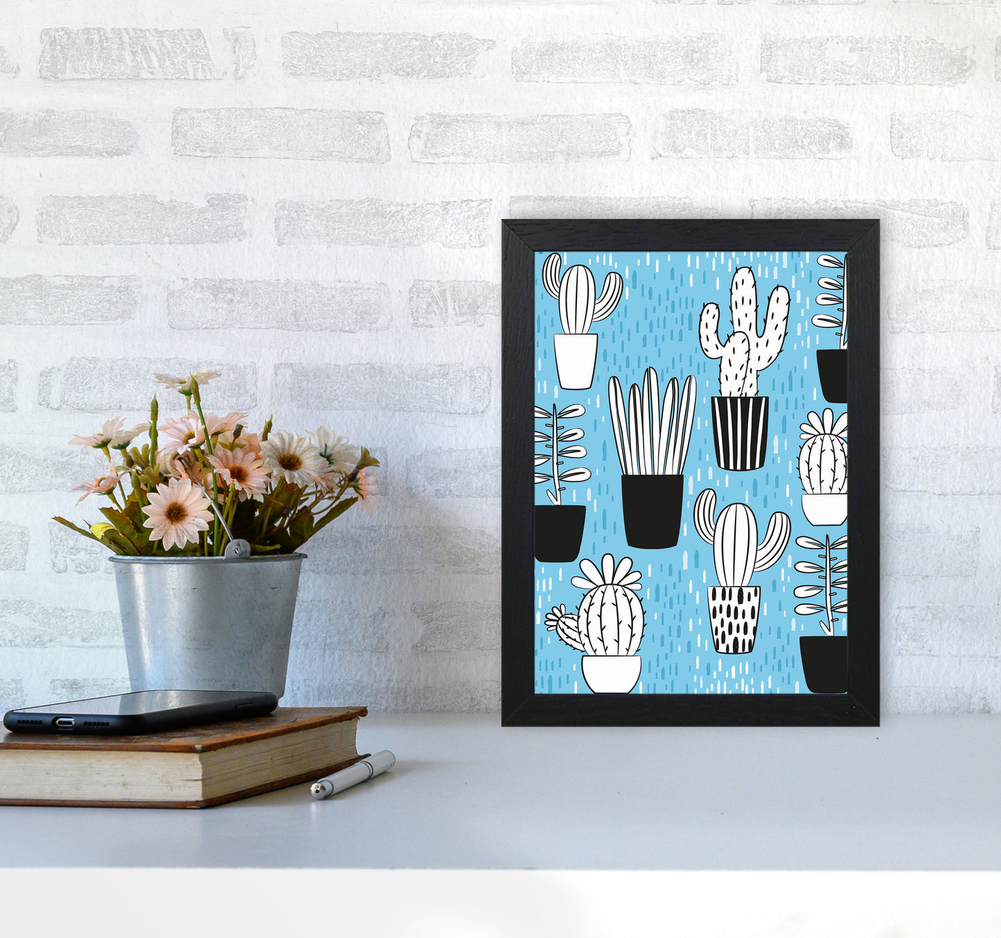 Cactus Vibes #1 Art Print by Jason Stanley A4 White Frame