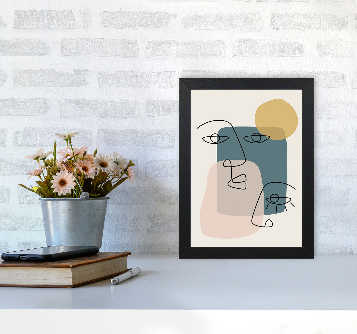 Abstract Faces Art Print by Jason Stanley A4 White Frame