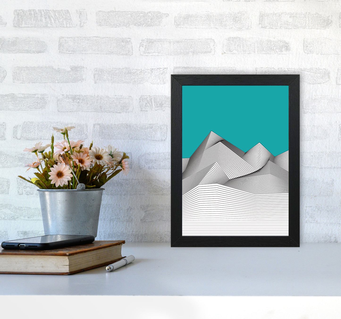 Blue Mountain Art Print by Jason Stanley A4 White Frame