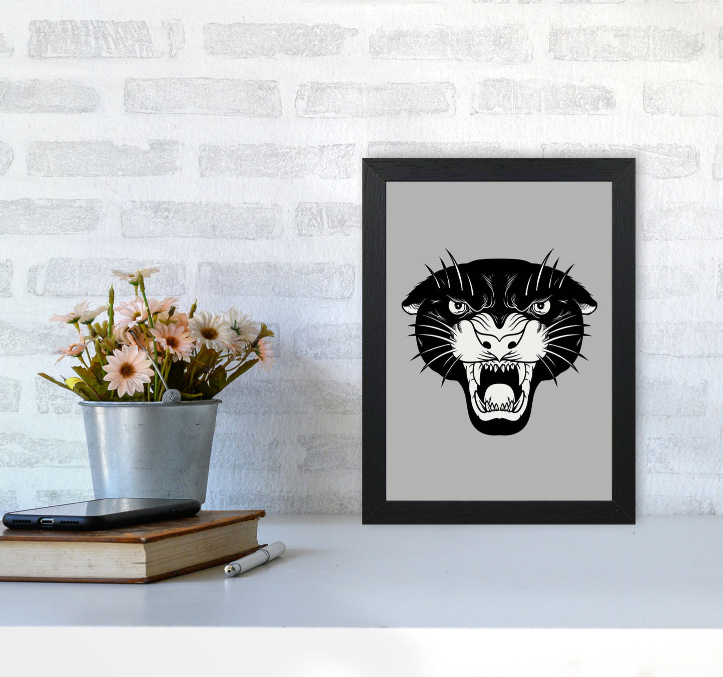 Vintage Panther Art Print by Jason Stanley A4 White Frame