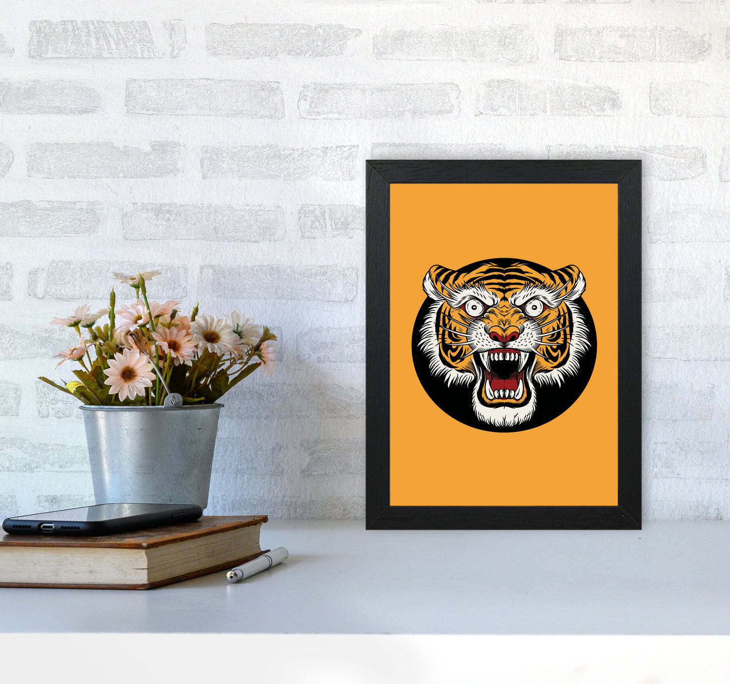 Vintage Tiger Art Print by Jason Stanley A4 White Frame