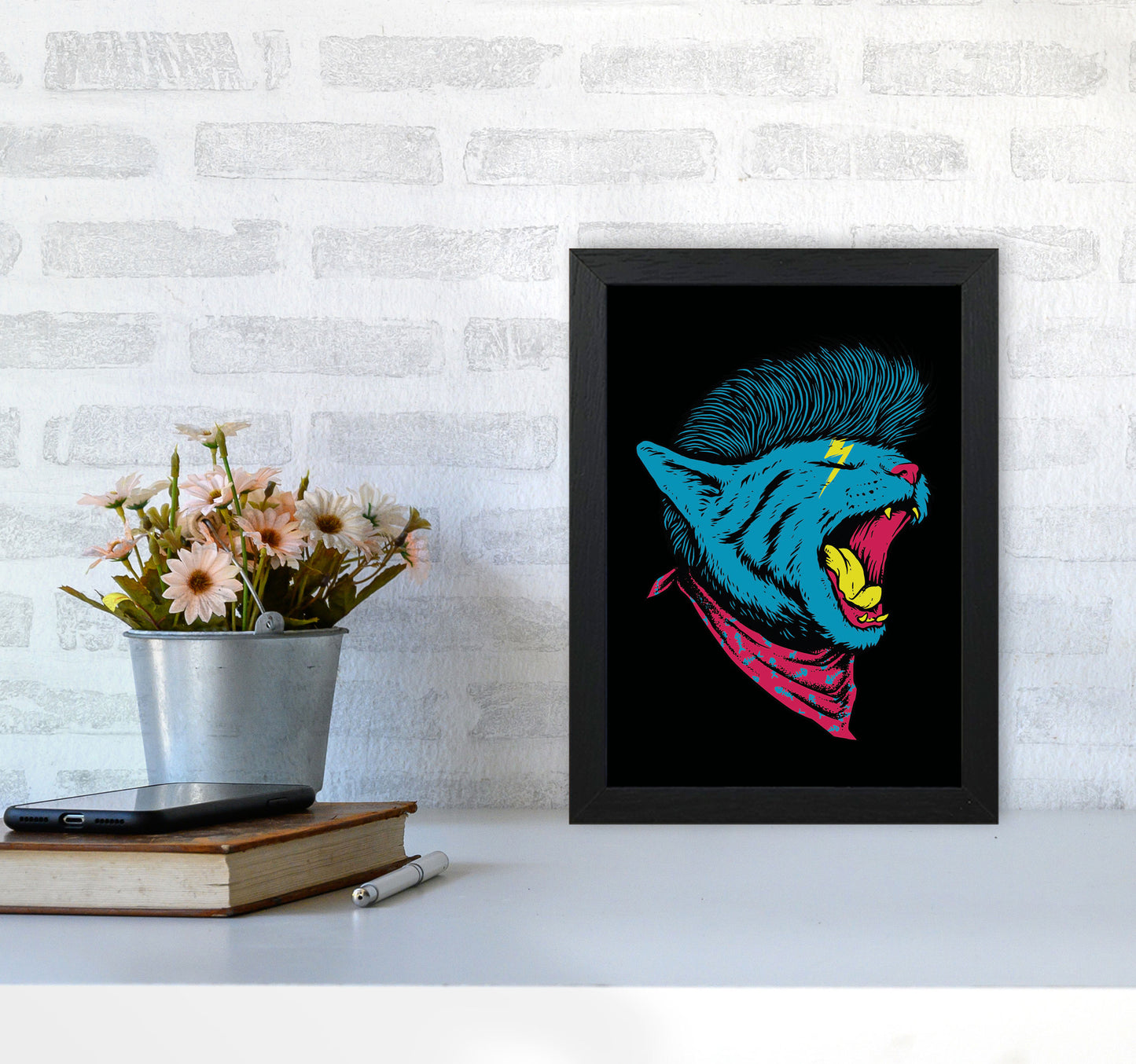 The Killer Cat Art Print by Jason Stanley A4 White Frame