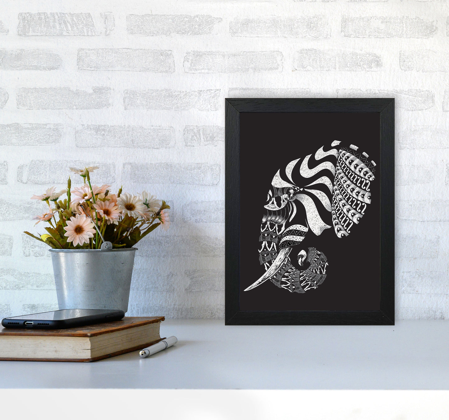 Ornate Elephant II Art Print by Jason Stanley A4 White Frame