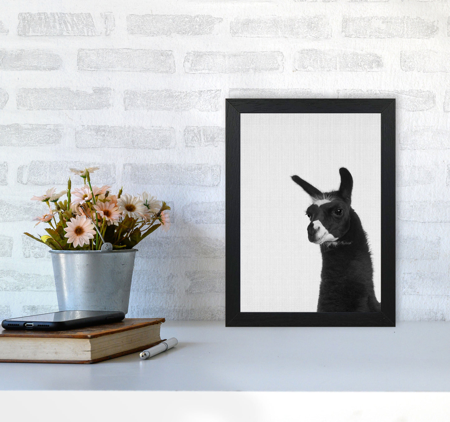 Llama #2 Art Print by Jason Stanley A4 White Frame