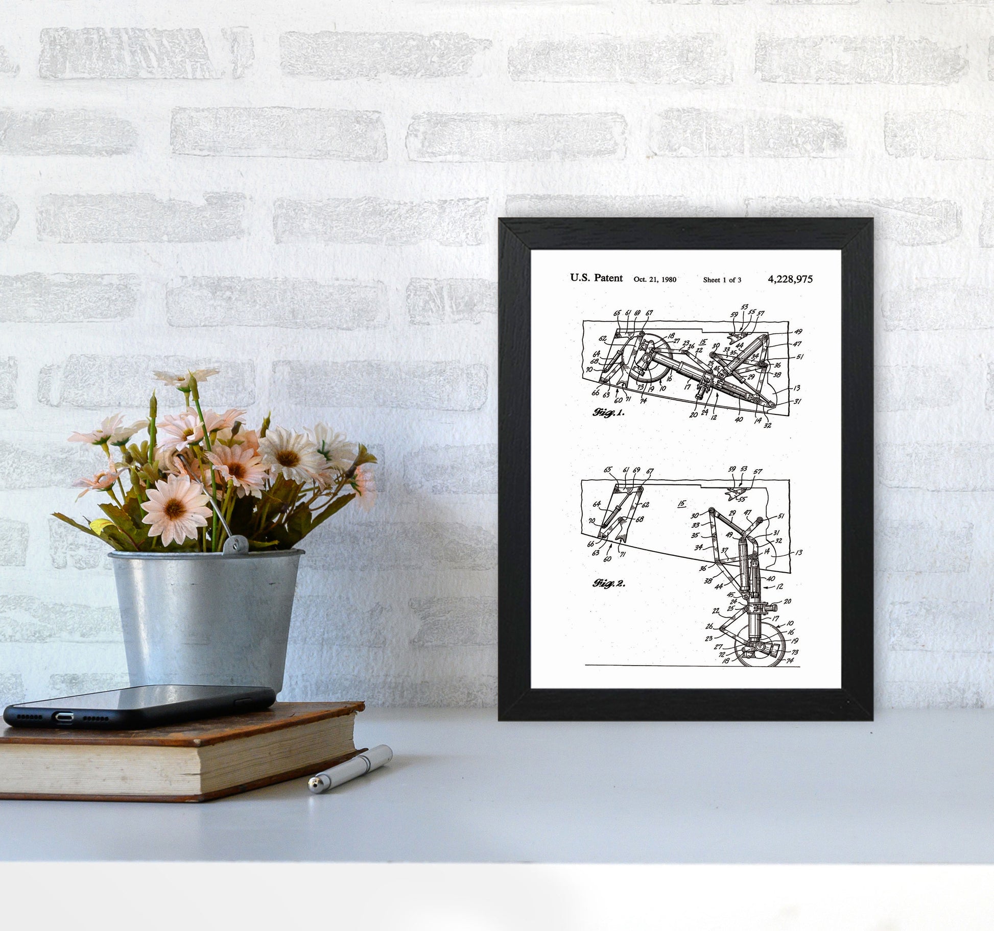 Airplane Landing Gear Patent Art Print by Jason Stanley A4 White Frame