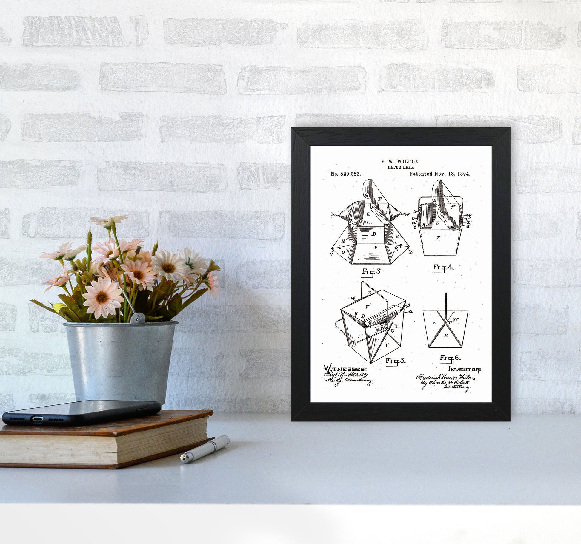 Chinese Take Out Box Patent Art Print by Jason Stanley A4 White Frame