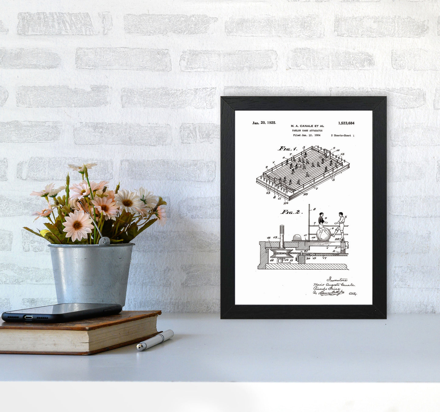 Vintage Foos Ball Table Patent Art Print by Jason Stanley A4 White Frame