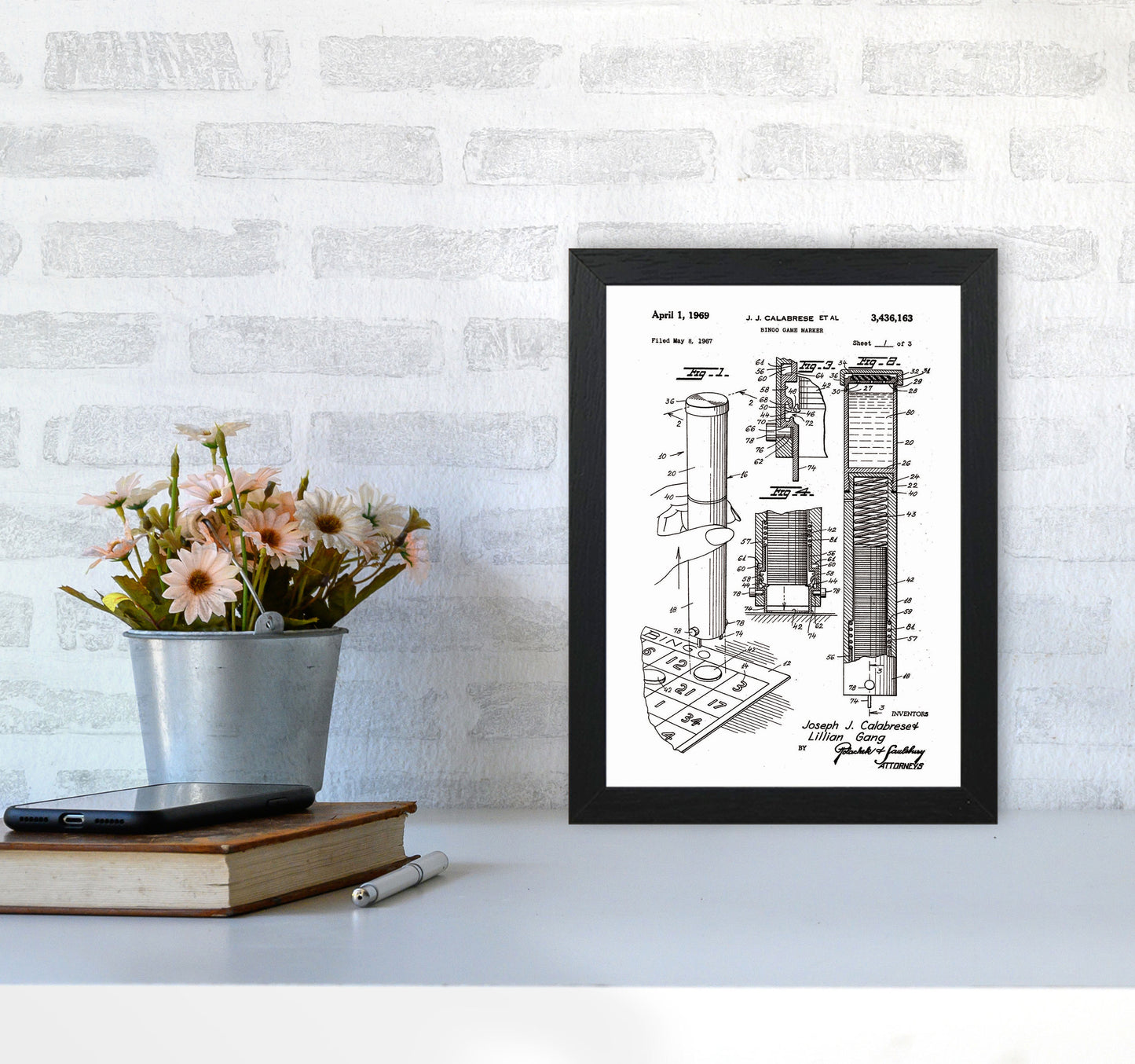 Bingo Game Marker Patent Art Print by Jason Stanley A4 White Frame