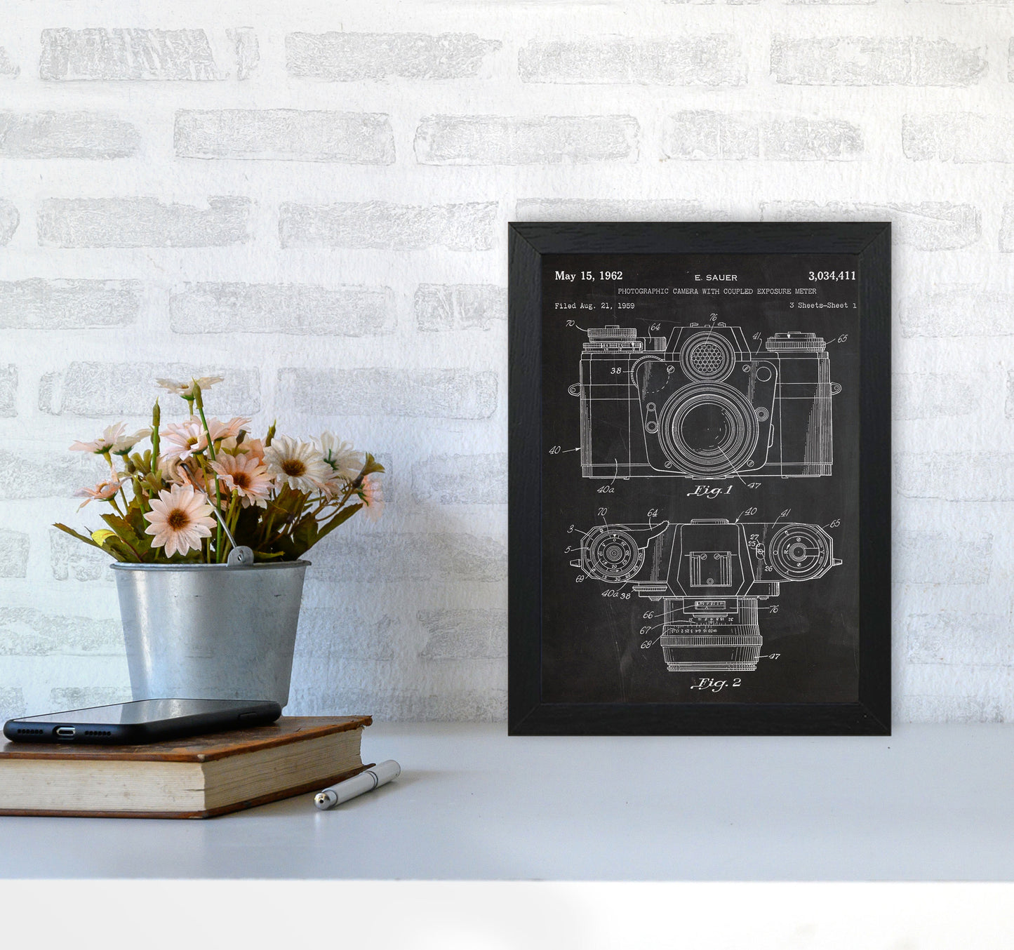Vintage Camera Patent Art Print by Jason Stanley A4 White Frame