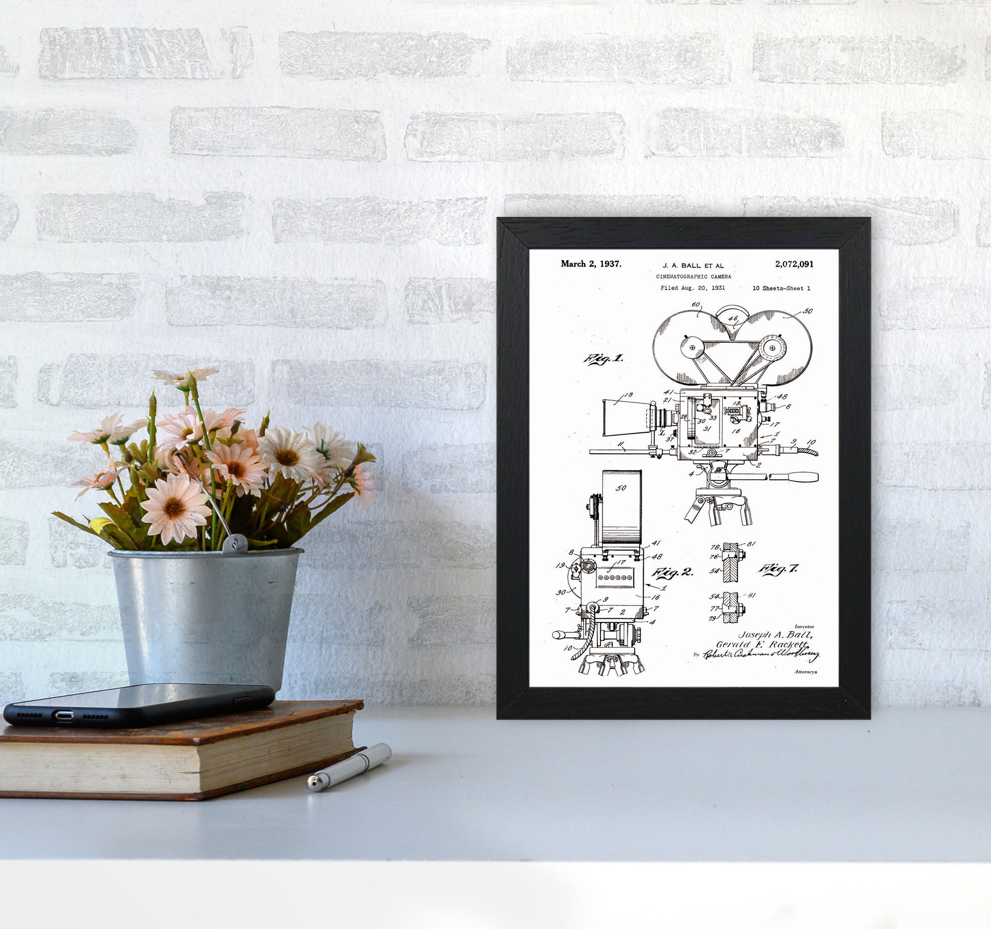Cinema Camera Patent Art Print by Jason Stanley A4 White Frame