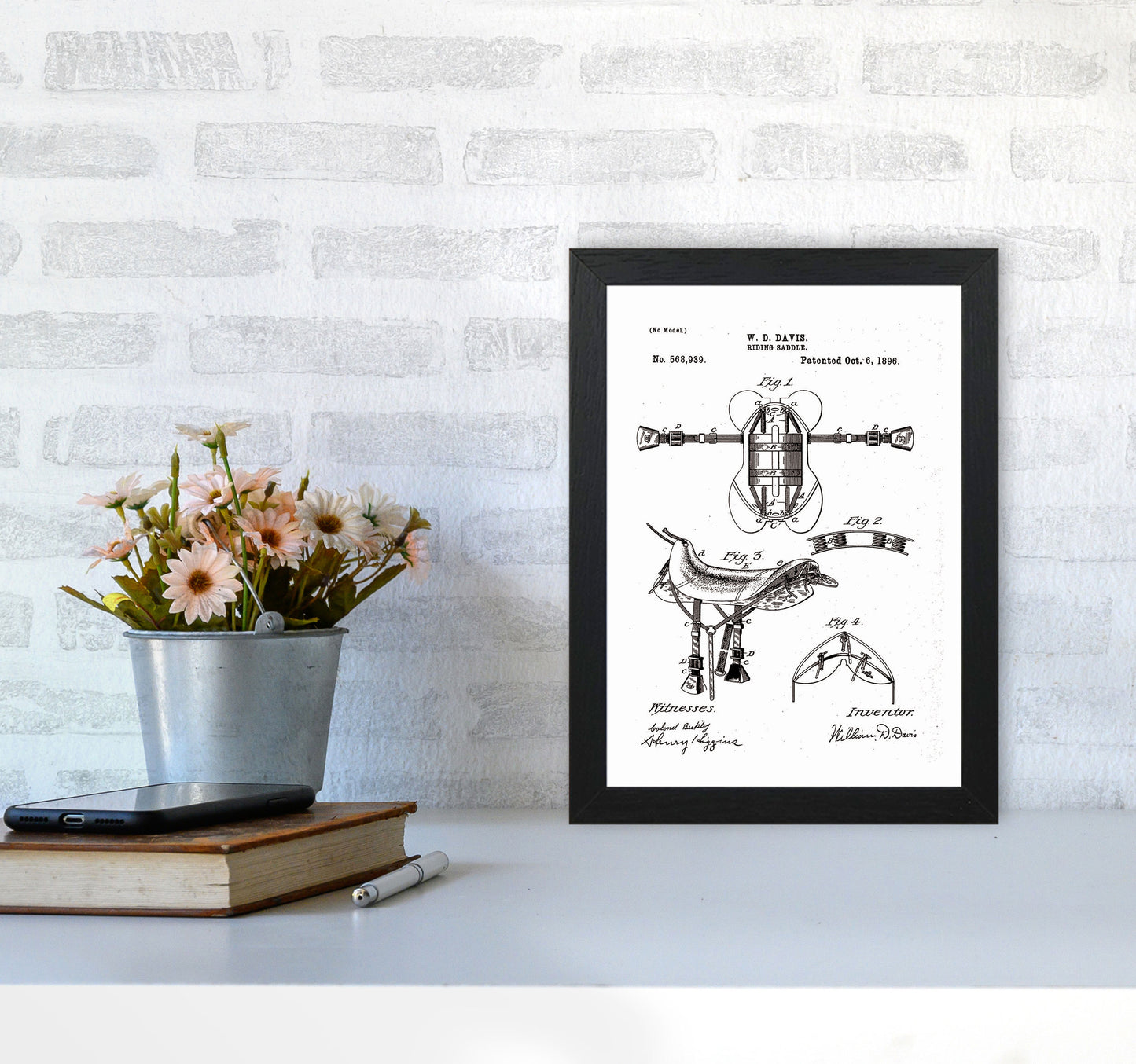 Riding Saddle Patent Art Print by Jason Stanley A4 White Frame