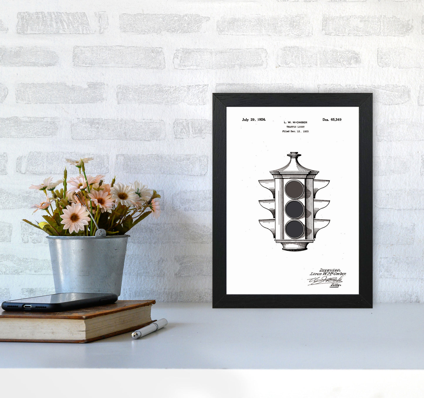 Traffic Light Patent Art Print by Jason Stanley A4 White Frame