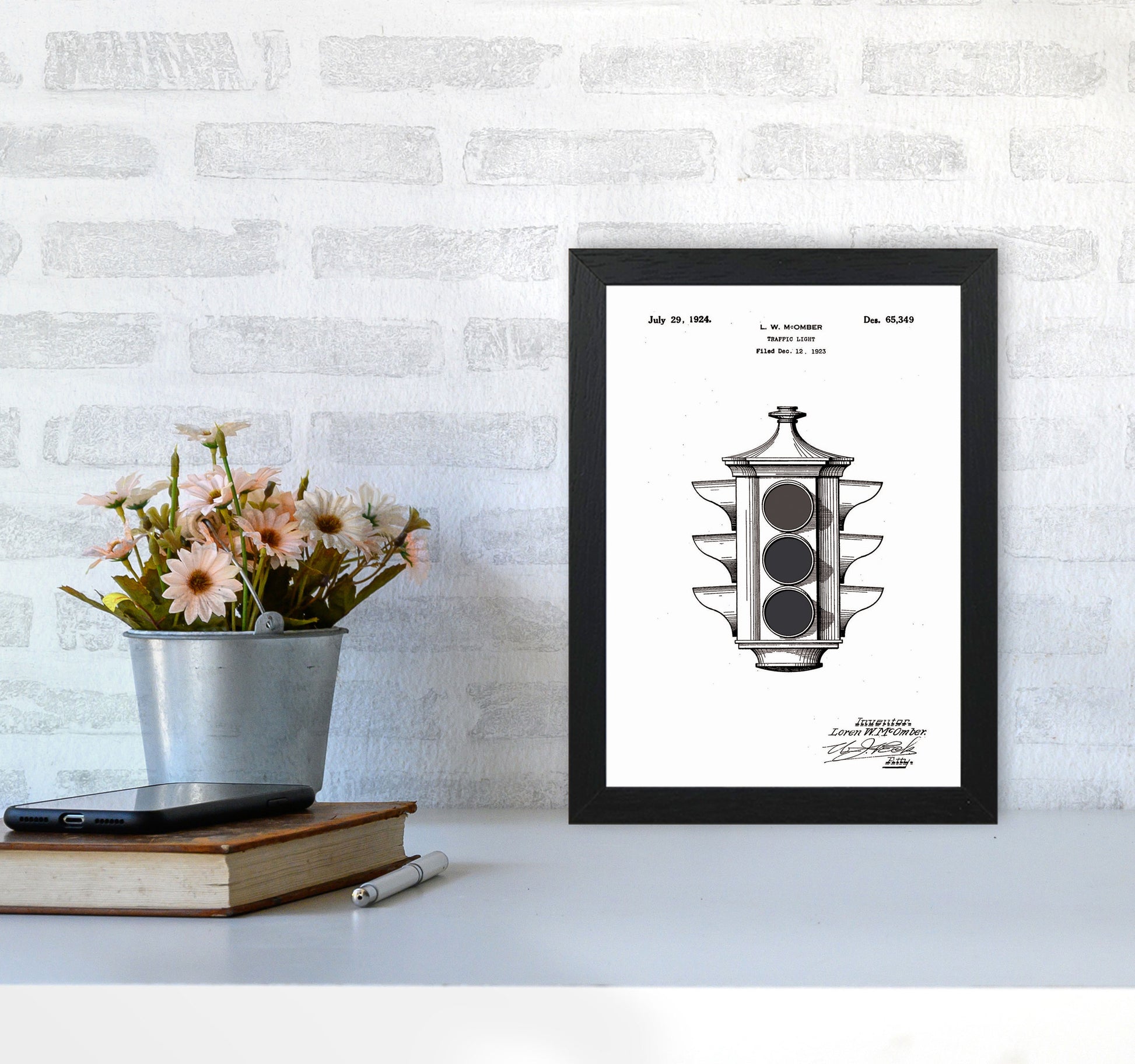 Traffic Light Patent Art Print by Jason Stanley A4 White Frame
