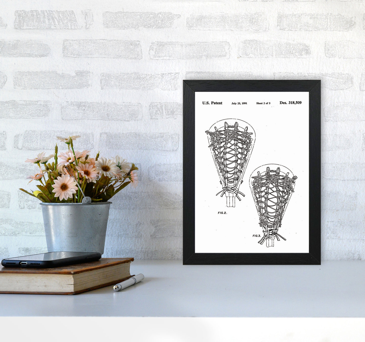 Lacross Stick Patent Art Print by Jason Stanley A4 White Frame