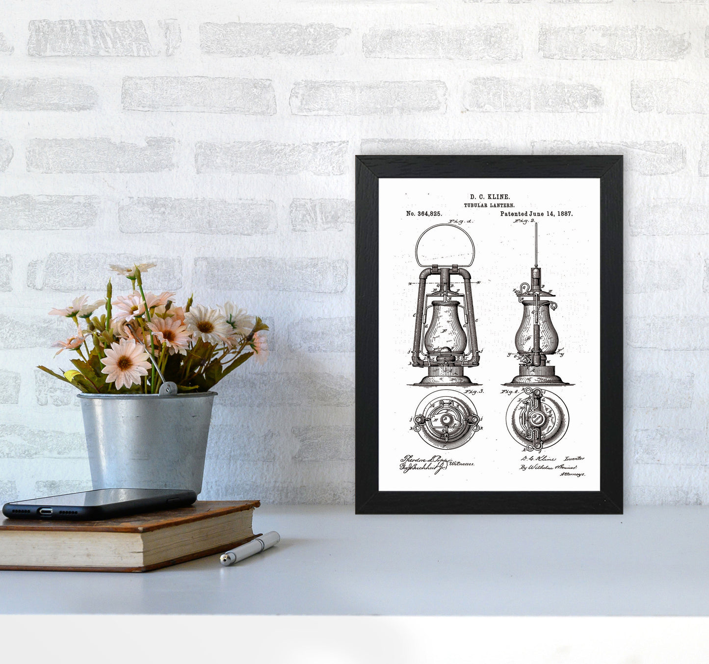 Vintage Lamp Patent Art Print by Jason Stanley A4 White Frame