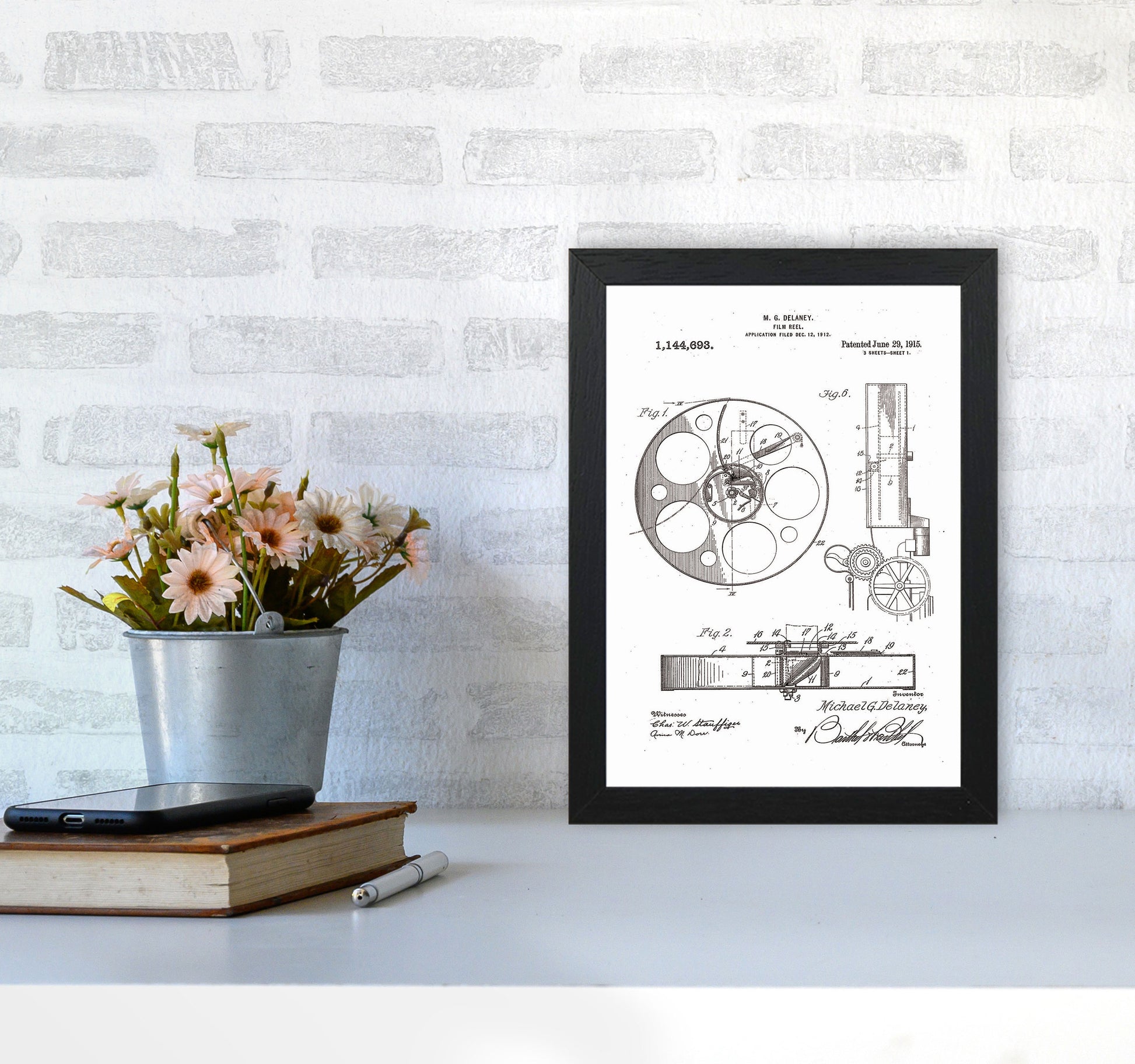Film Reel Patent 2 Art Print by Jason Stanley A4 White Frame