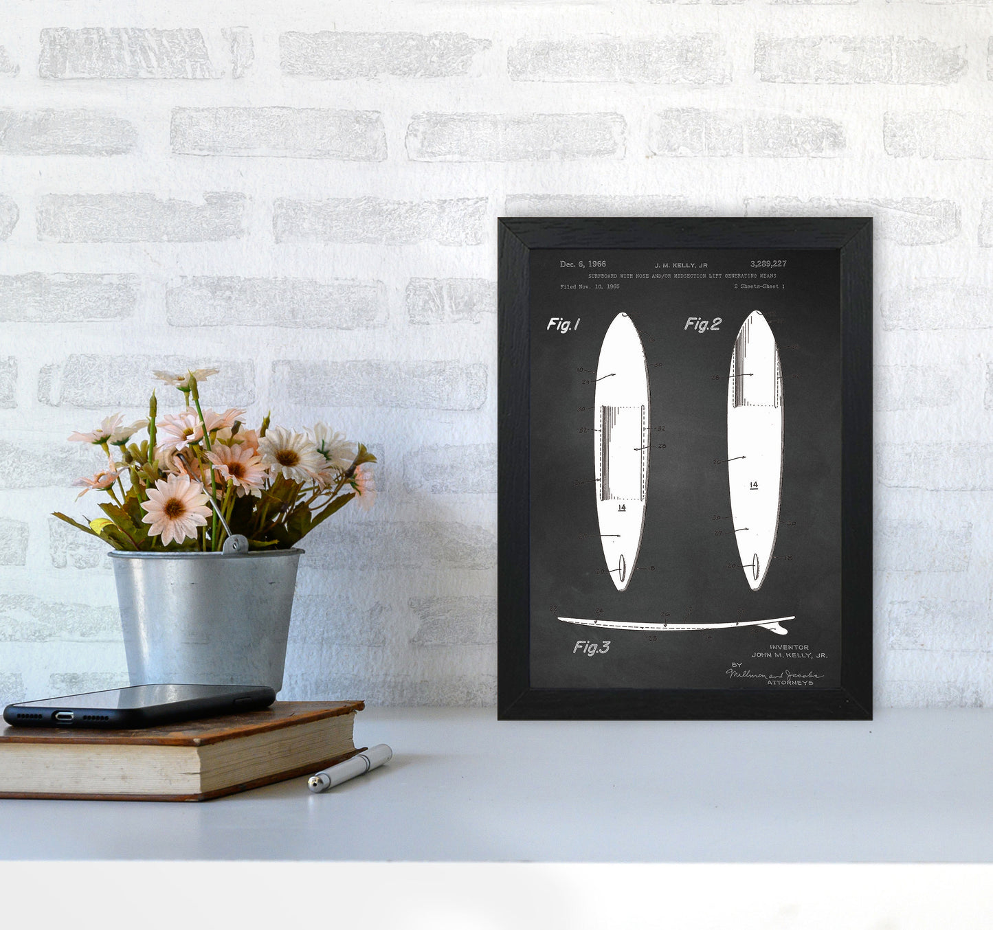Surfboard Patent 1 Art Print by Jason Stanley A4 White Frame