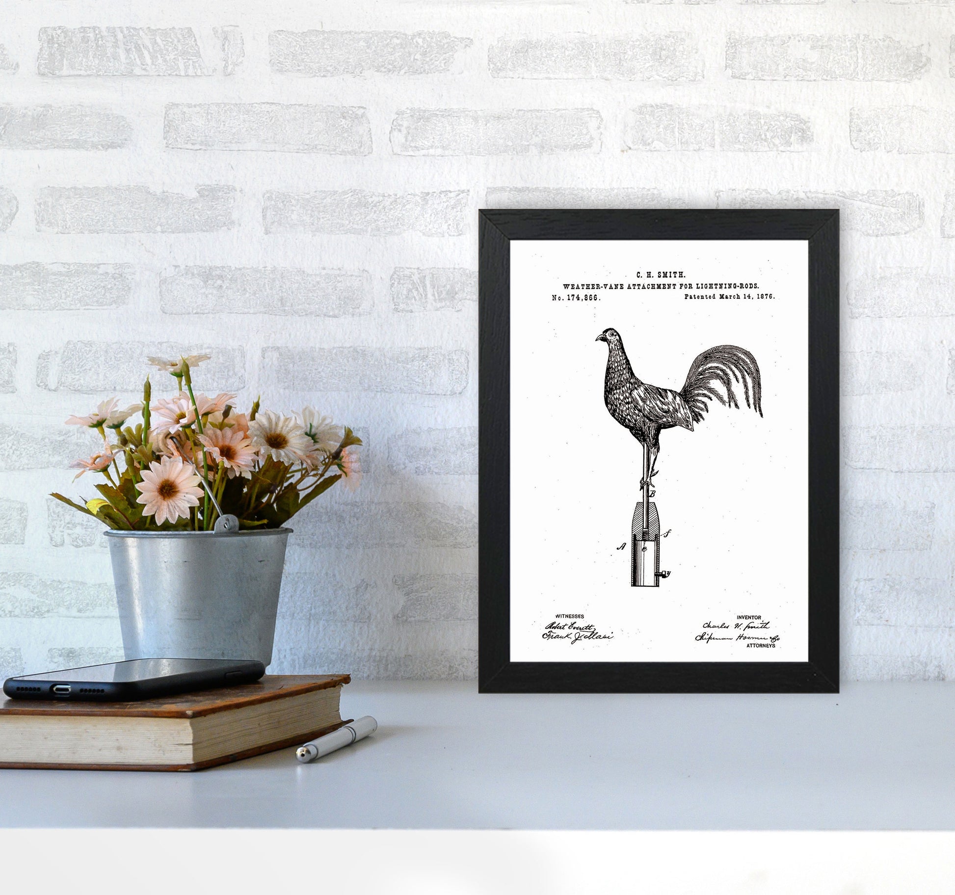 Weather Vane Patent Art Print by Jason Stanley A4 White Frame
