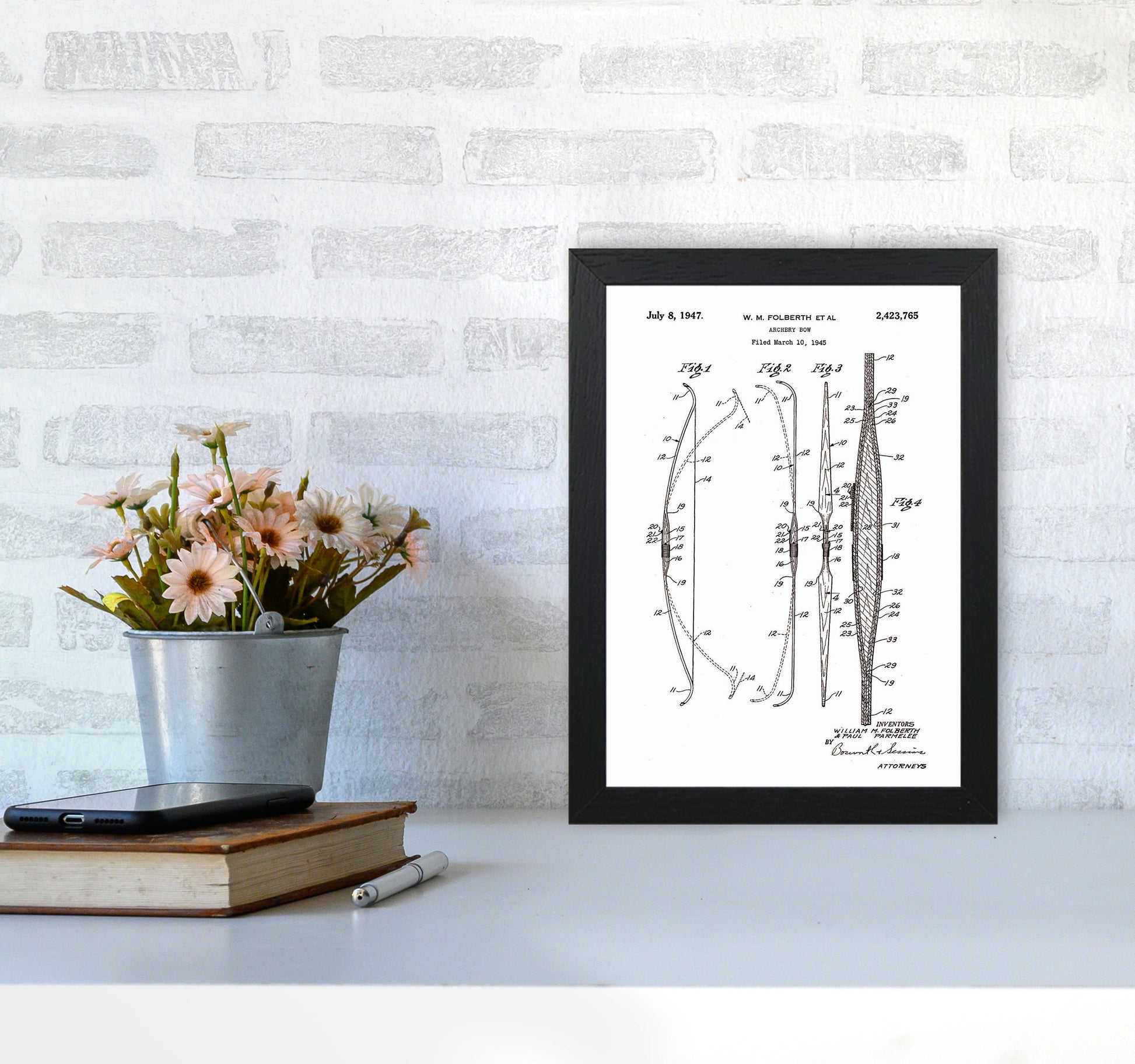 Archery Bow Patent Art Print by Jason Stanley A4 White Frame
