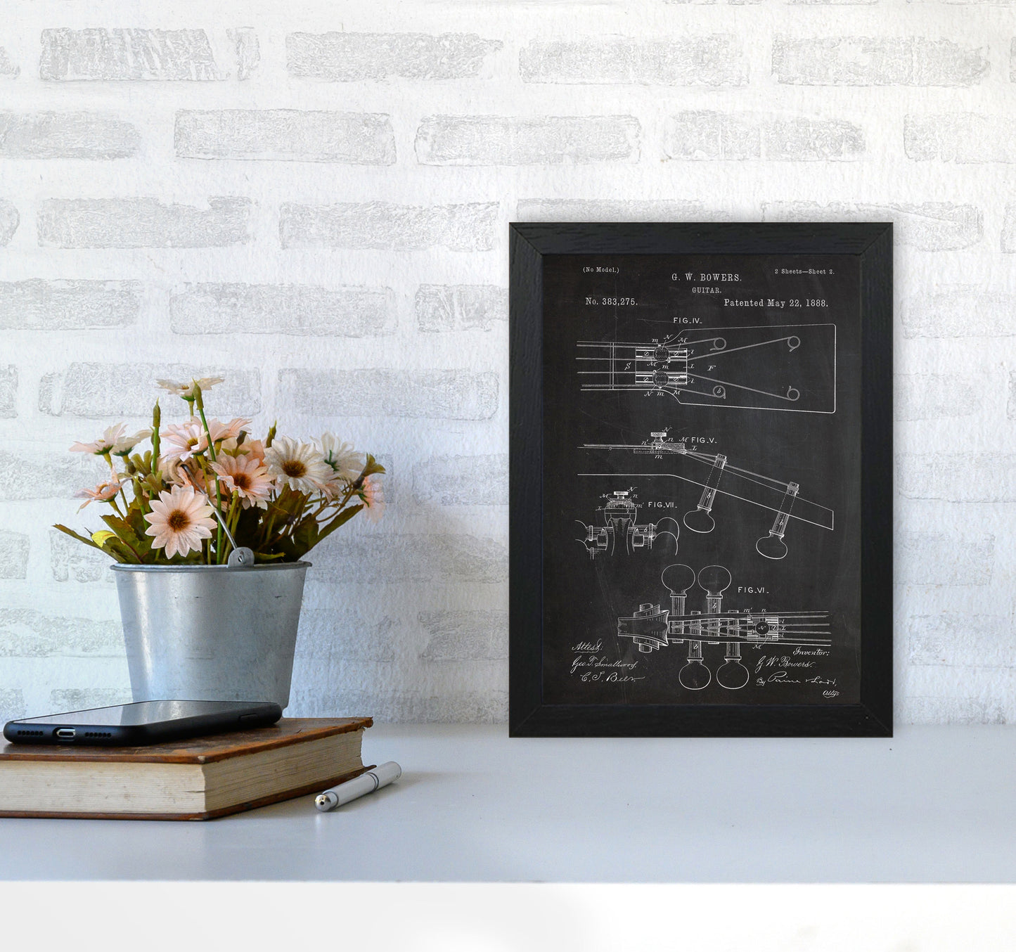 Guitar Neck Patent Art Print by Jason Stanley A4 White Frame
