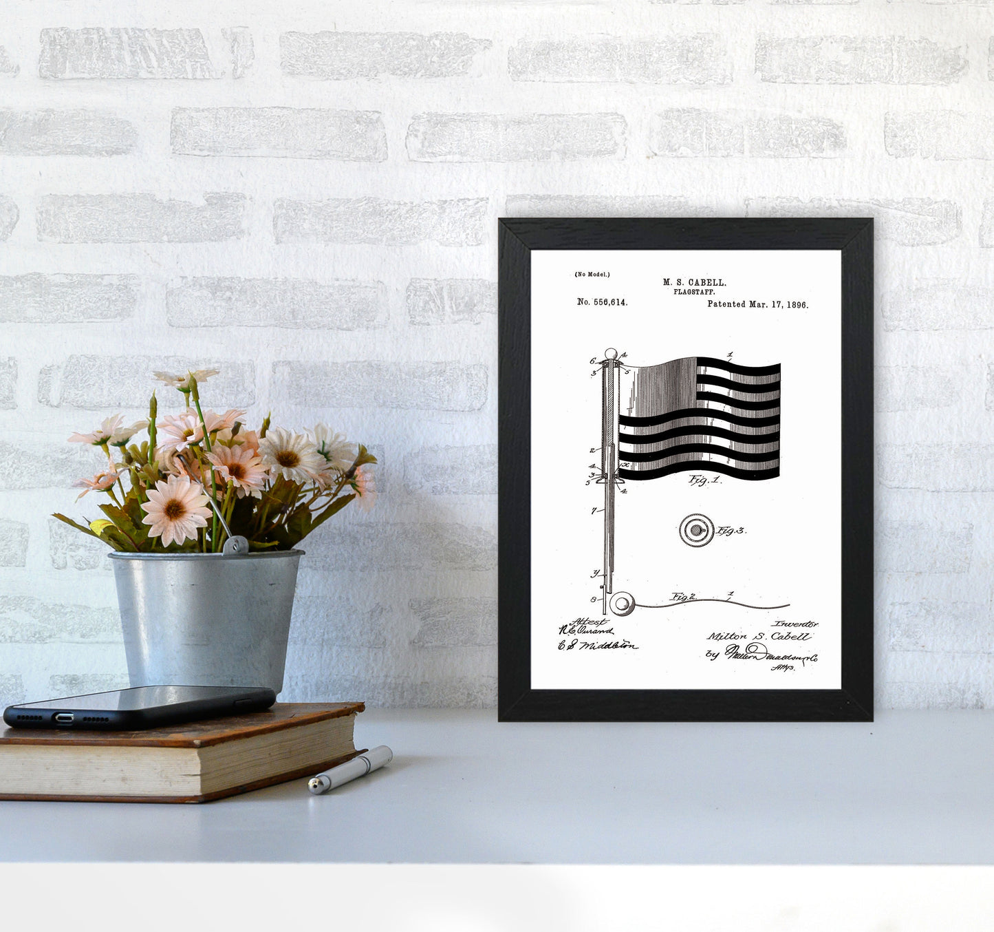 Flagstaff Patent Art Print by Jason Stanley A4 White Frame