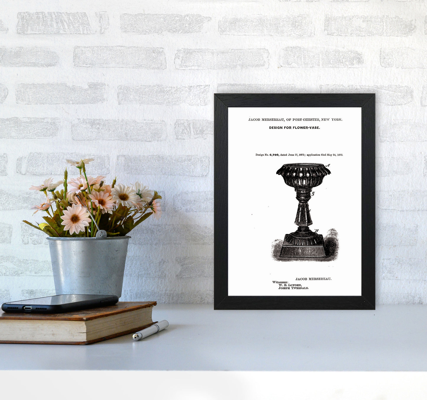 Flower Vase Patent Art Print by Jason Stanley A4 White Frame
