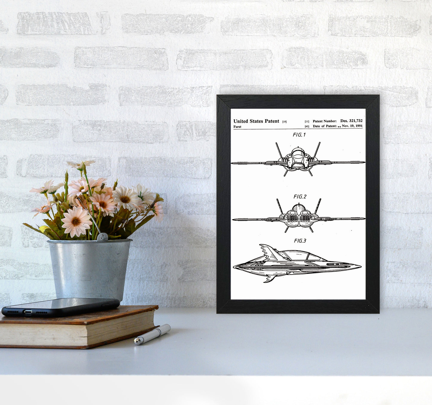 Batwing Patent Art Print by Jason Stanley A4 White Frame