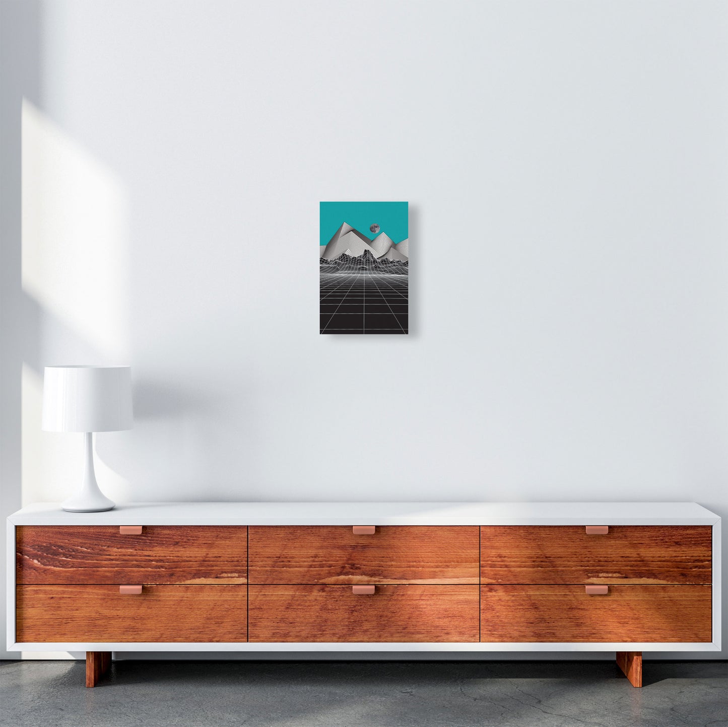 Moon Rise Blue Art Print by Jason Stanley A4 Canvas