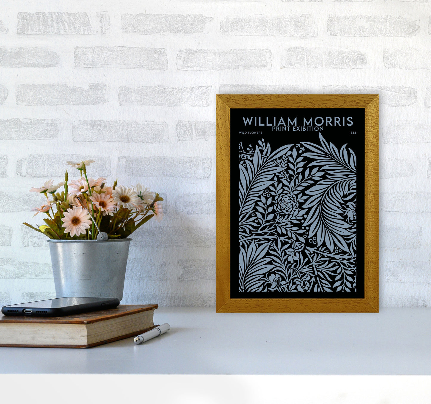 William Morris Print Exibition Black Art Print by Jason Stanley A4 Print Only