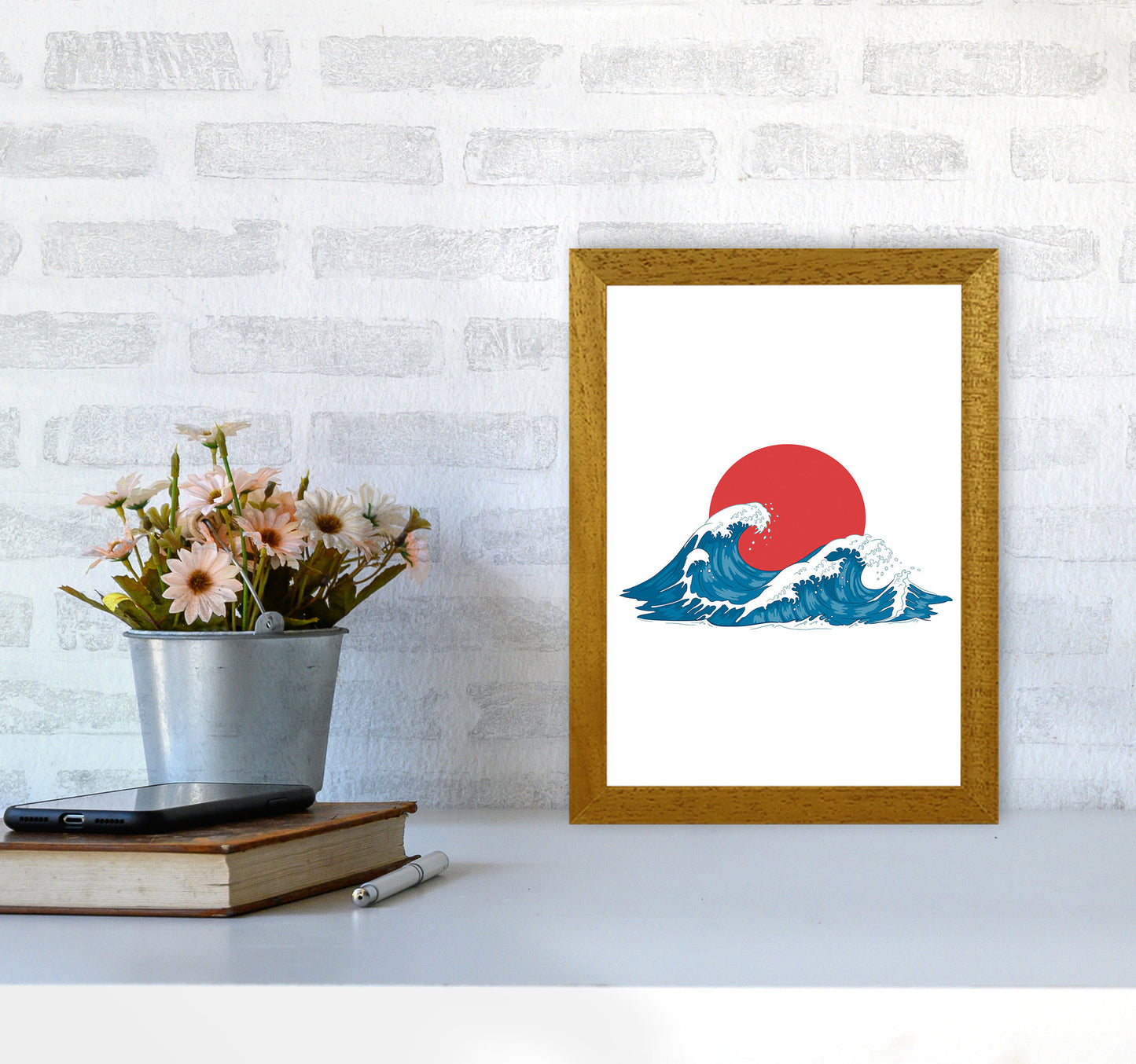 Japenses Wave Sunset Art Print by Jason Stanley A4 Print Only