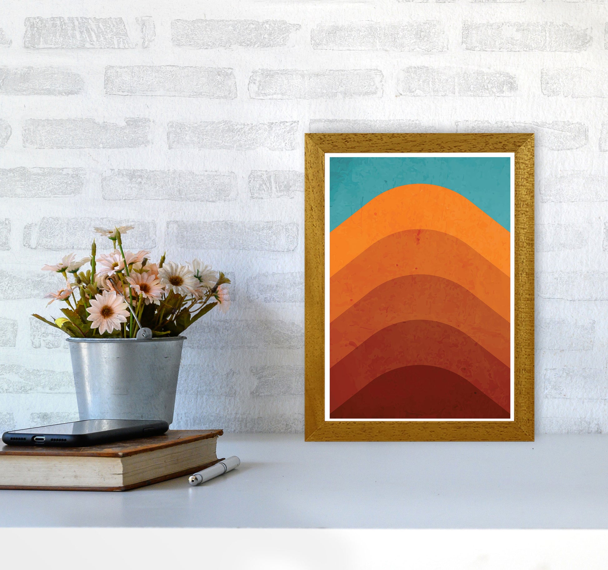 Orange Mountain Art Print by Jason Stanley A4 Print Only