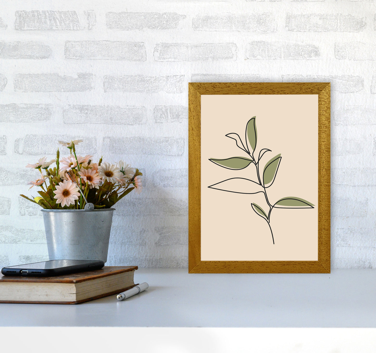 Abstract One Line Leaf Drawing I Art Print by Jason Stanley A4 Print Only