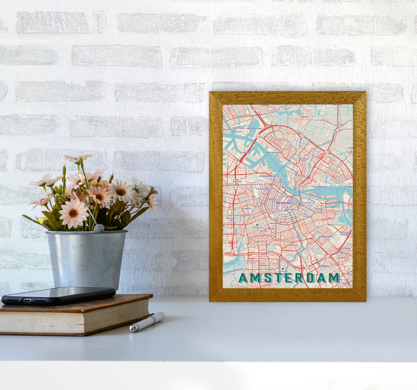 Retro Map - Amsterdam Art Print by Jason Stanley A4 Print Only